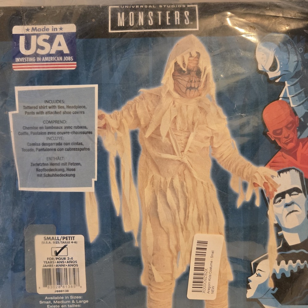 NEW RUBIES Universal Studios Monsters Mummy‎ Halloween Costume Child Size s 3-4